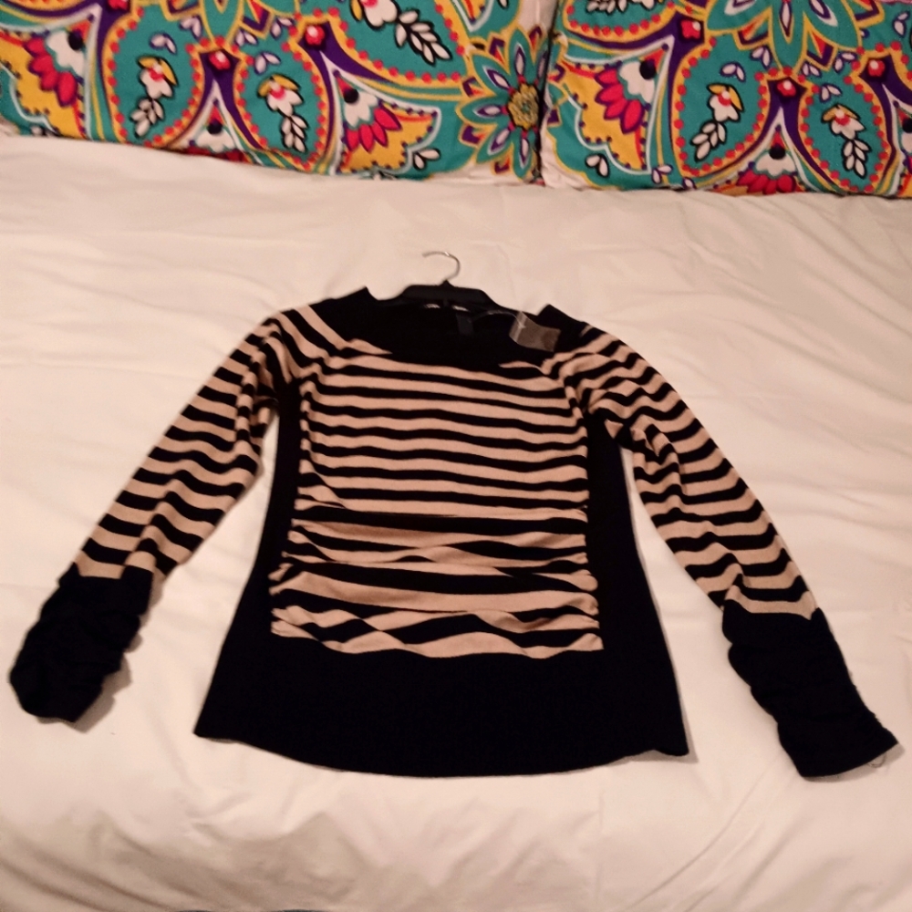 Faith and Joy Black/Tan stripe sweater